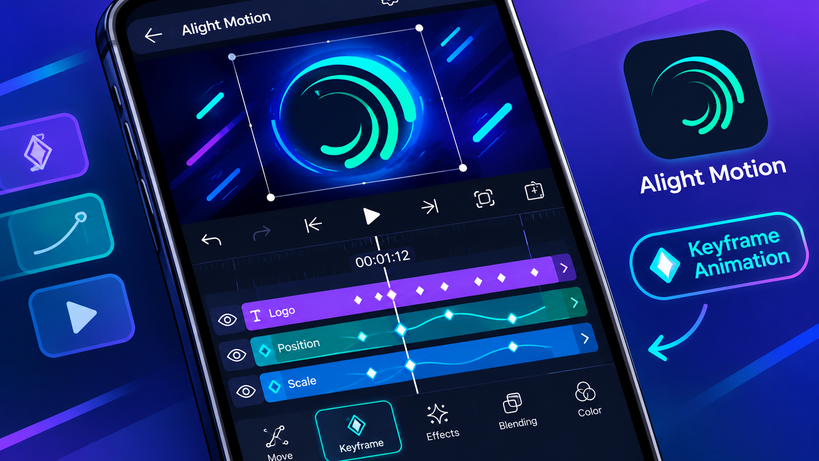 Alight Motion keyframe animation and layers