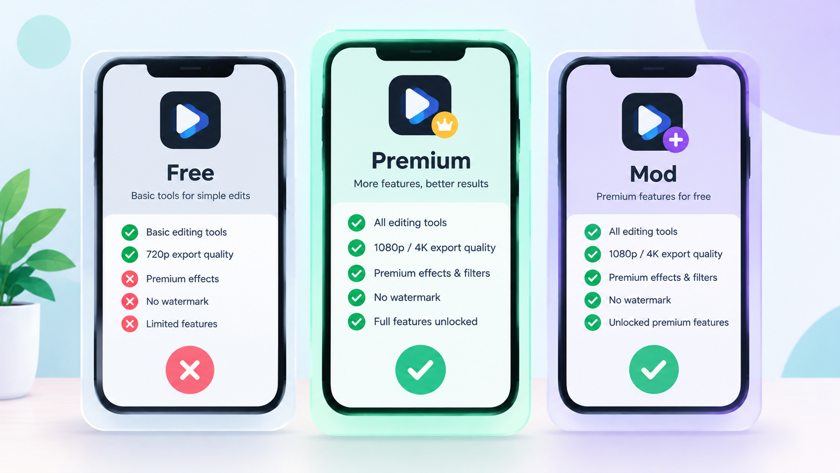 Lightroom free vs premium vs mod APK comparison