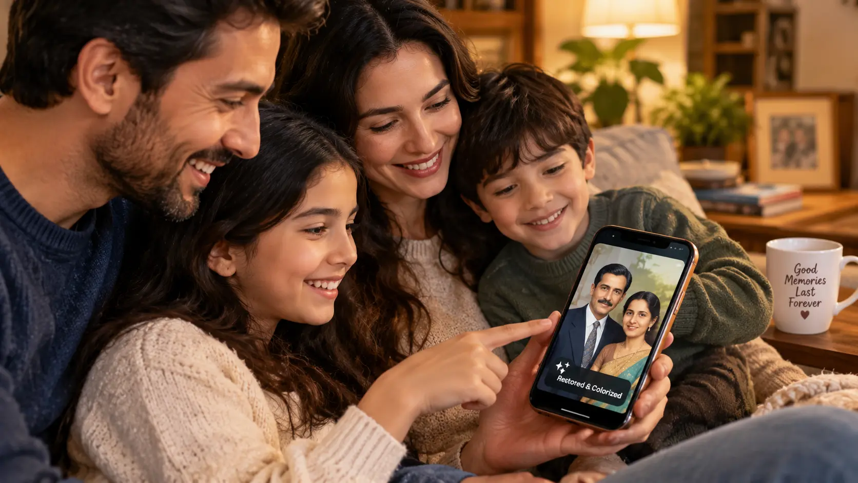 Restored family photo using Remini